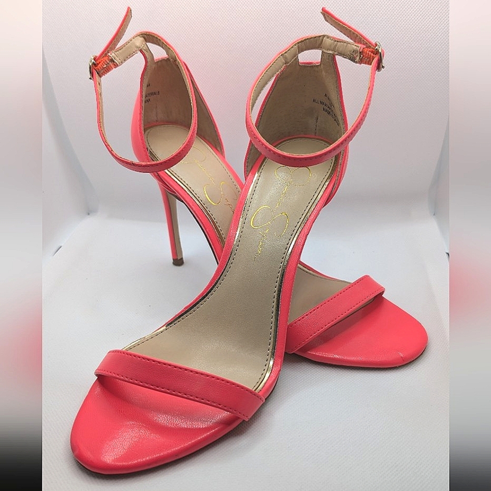 Jessica Simpson Neon Coral Pink Strappy Heels